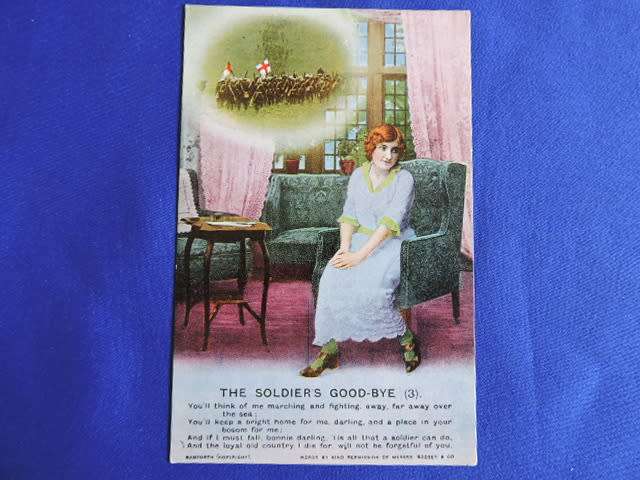 WW1 The Soldiers Good-Bye Postcard Bamforth Song Cards set of 3 No 4843/1/2/3 Military