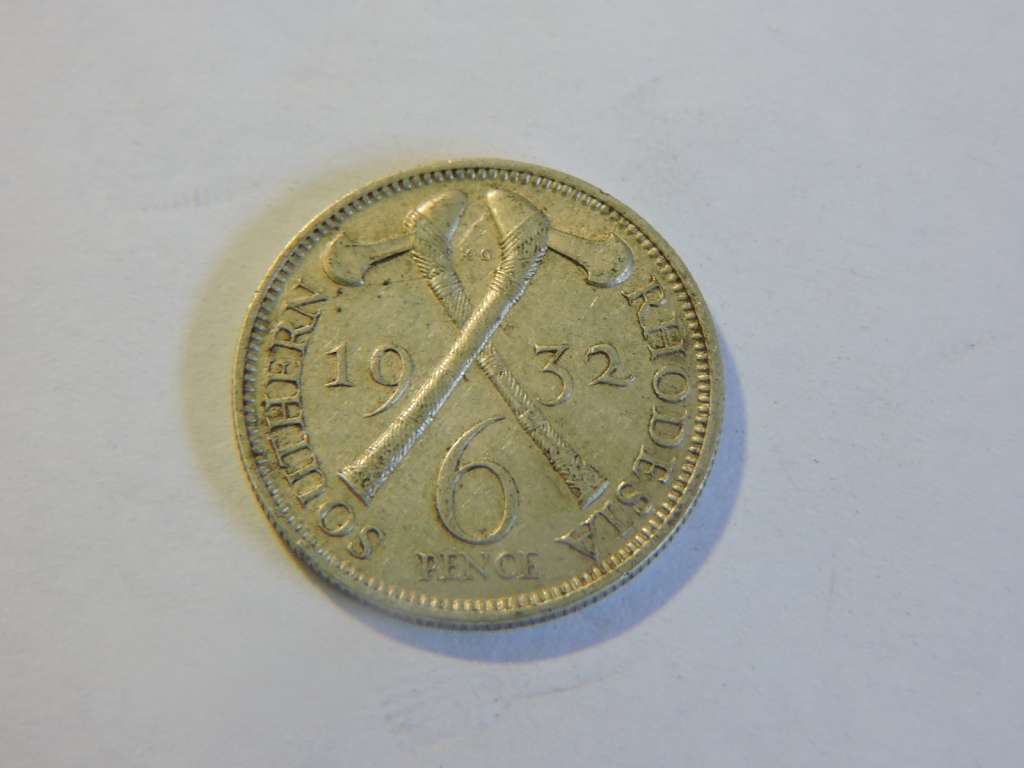 1932 Southern Rhodesia 6d Sixpence Silver coin # Key date # RARE