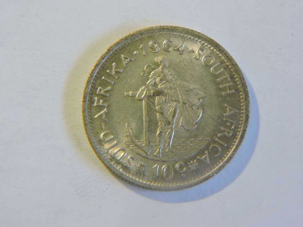 1964 SA 10 cent Silver coin  # Excellent condition #