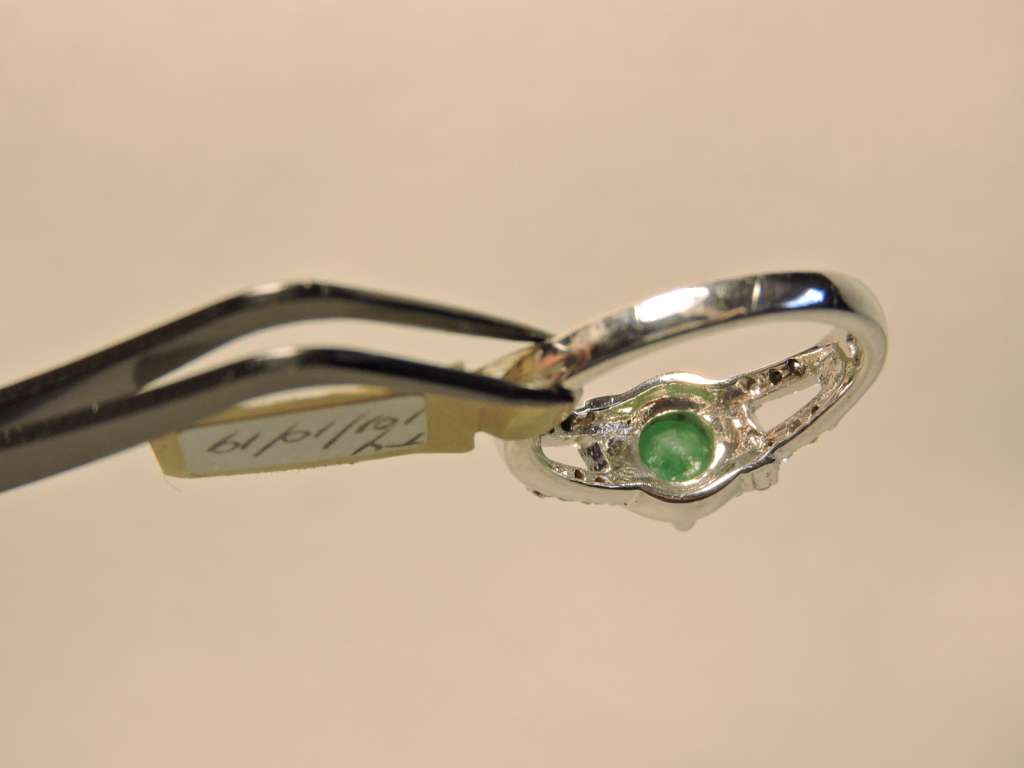 Sterling Silver Emerald & Zirconia (green stone) ring.