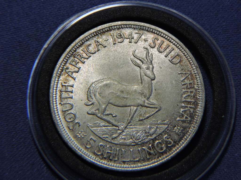 1947 SA Union 5 Shilling Crown Silver coin  First year of issue.