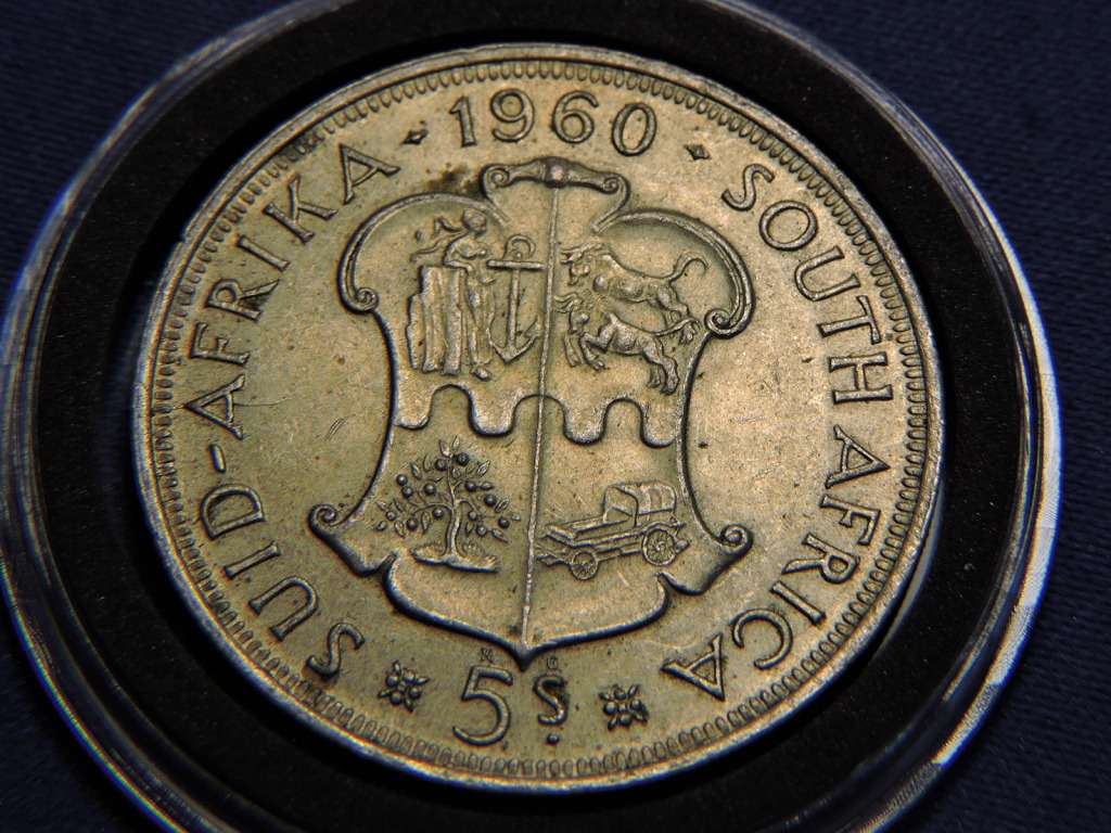 1960 SA Union 5 Shilling Crown Silver coin