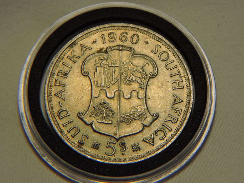 1960 SA Union 5 Shilling Crown Silver coin
