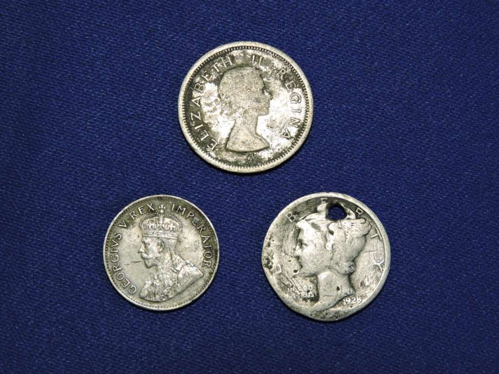 Job Lot Silver coins including SA 1957 6d,  1933 3d  & USA 1928 1 Dime