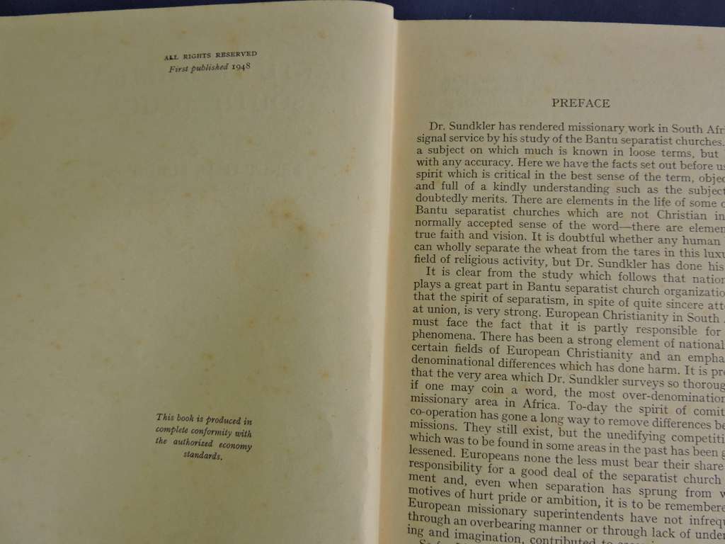 Race Relations & Bantu Prophets in South Africa   Africana Boeke Book