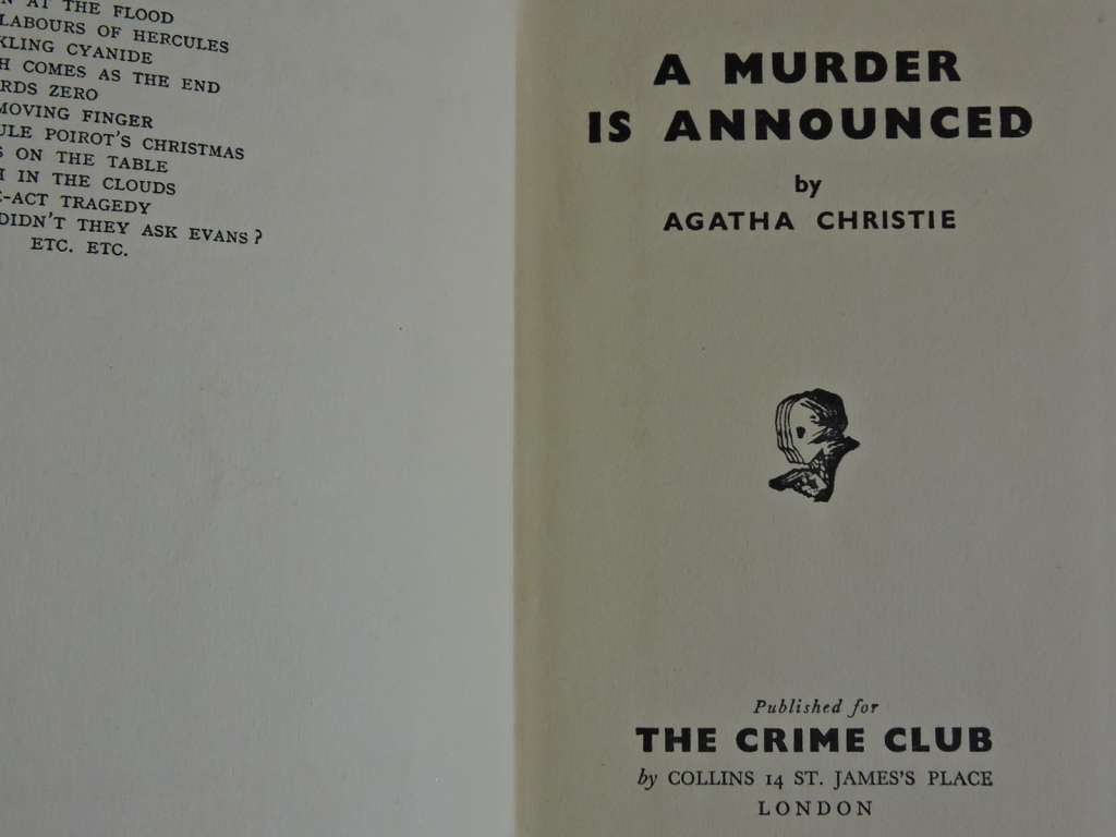 A murder is announced.  Agatha Christie  1st Edition 1950  Book boek