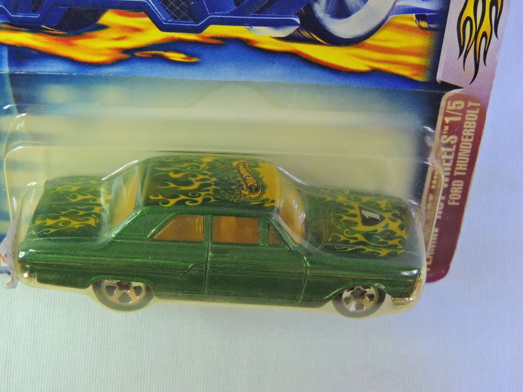 Hot Wheels FORD Thunderbolt ( Green - Yellow flames ) Released 2002  WOW !!