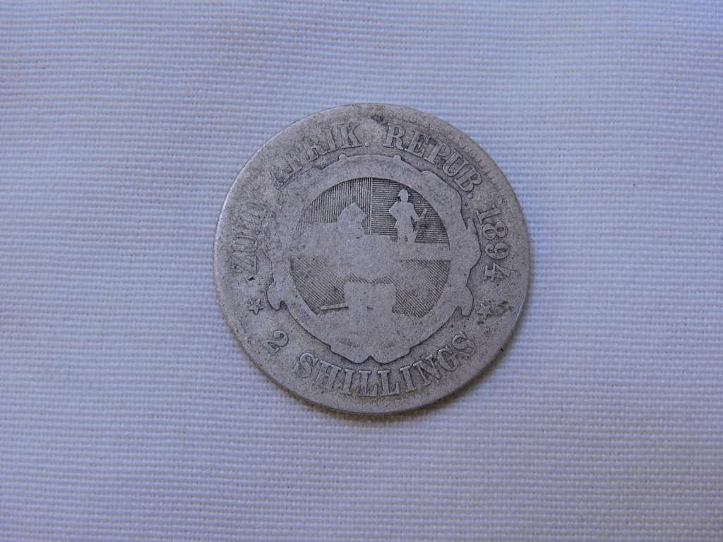 1894 ZAR 2 Shillings Paul Kruger .925 Sterling Silver coin Filler