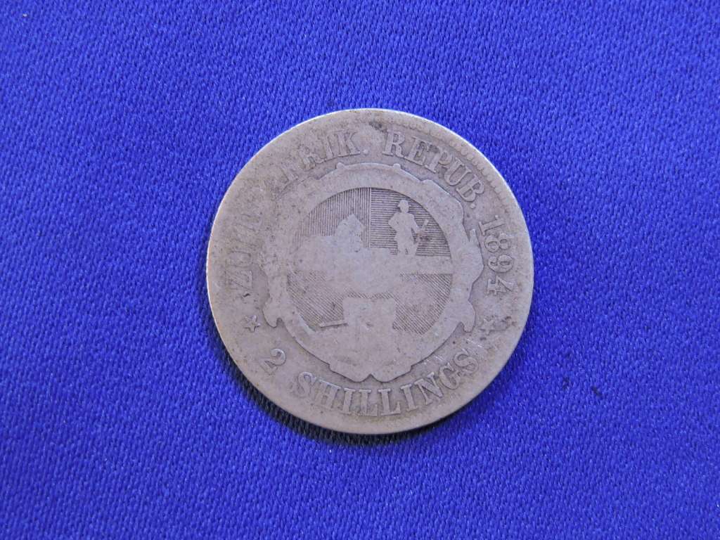 1894 ZAR 2 Shillings Paul Kruger .925 Sterling Silver coin Filler