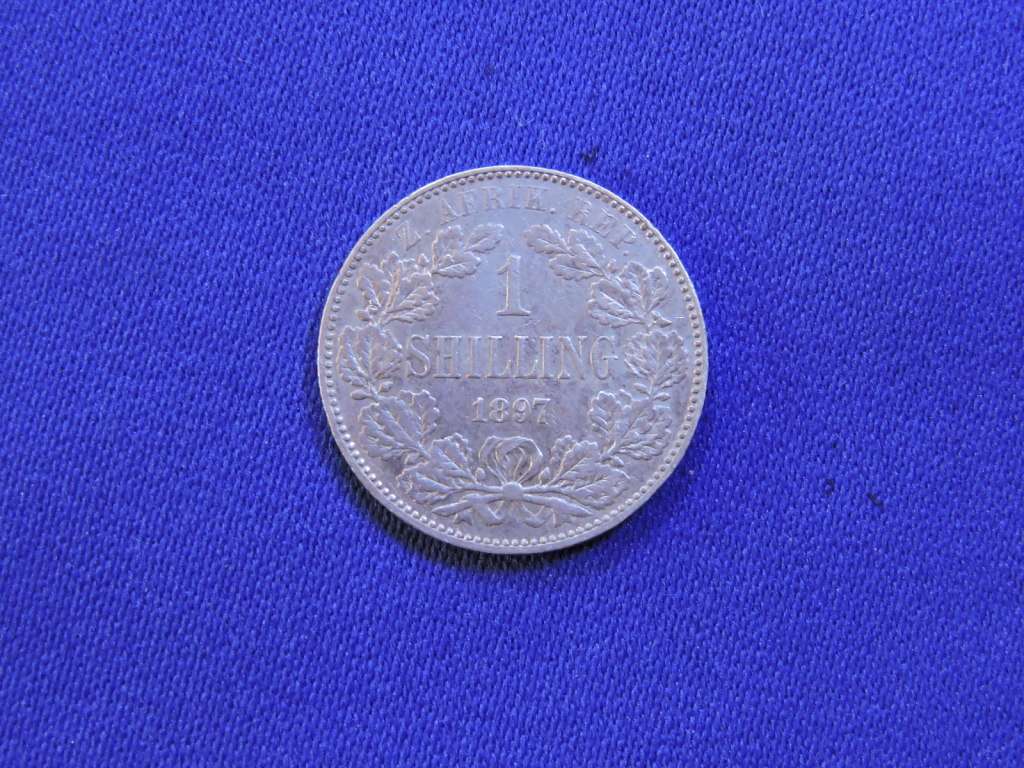 1897 ZAR 1 Shilling Paul Kruger .925 Sterling Silver coin