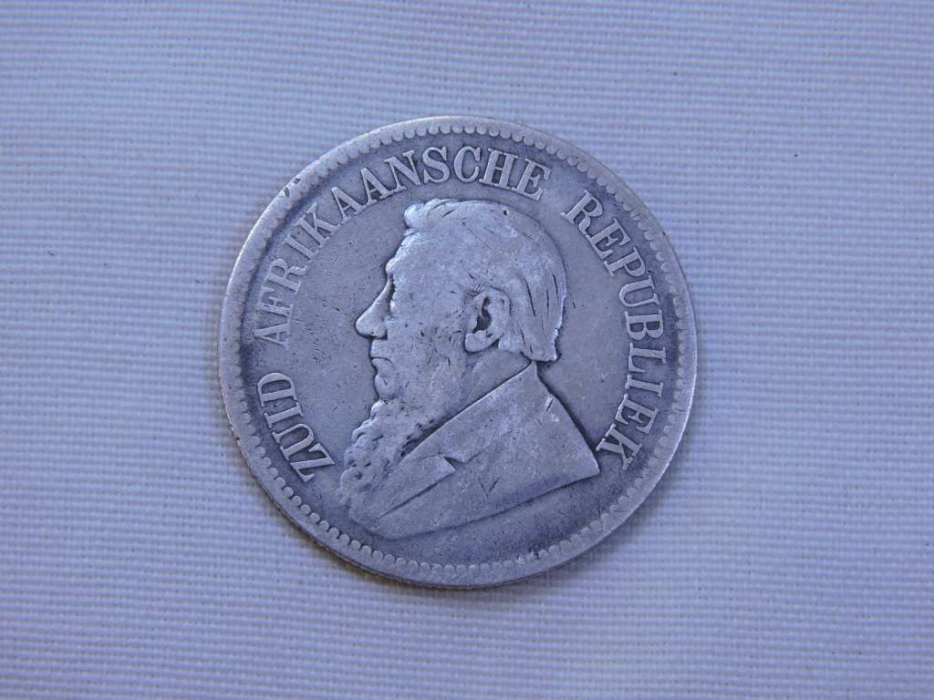 1895 ZAR 2 1/2 Shillings ( Half Crown ) Paul Kruger .925 Sterling Silver coin