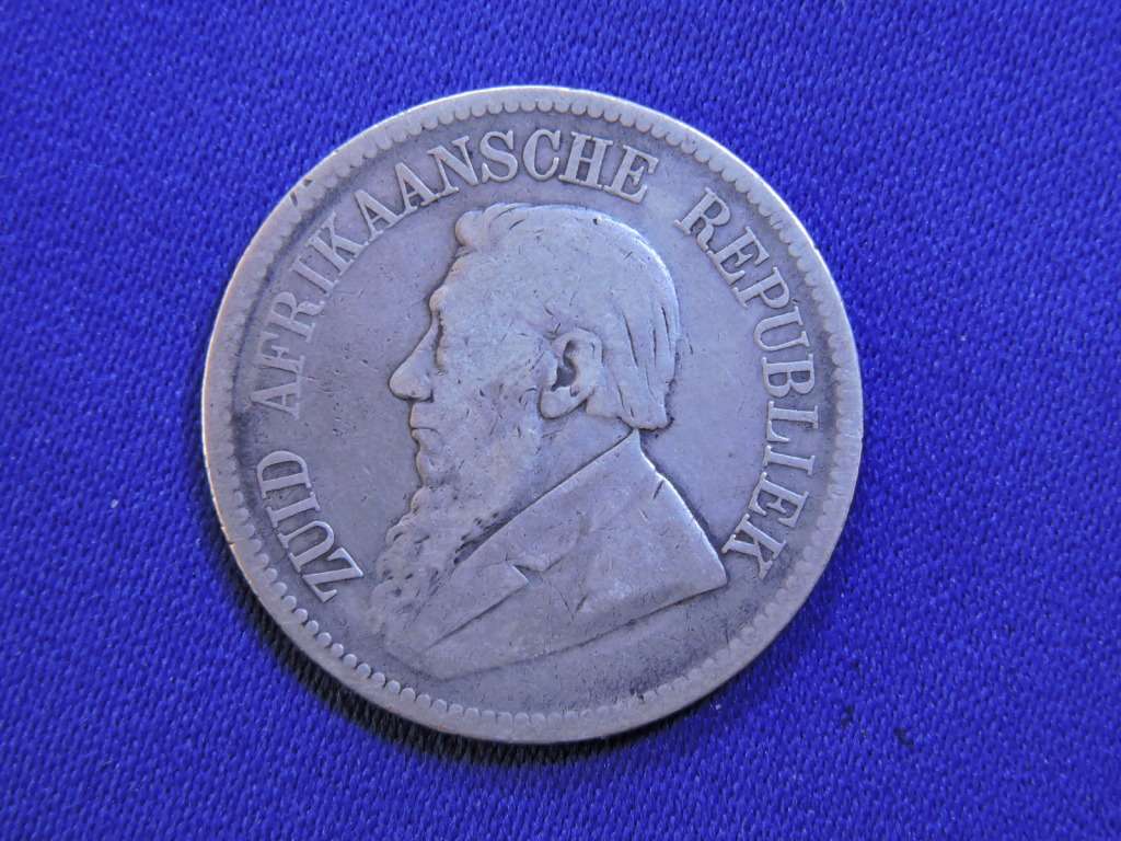 1895 ZAR 2 1/2 Shillings ( Half Crown ) Paul Kruger .925 Sterling Silver coin