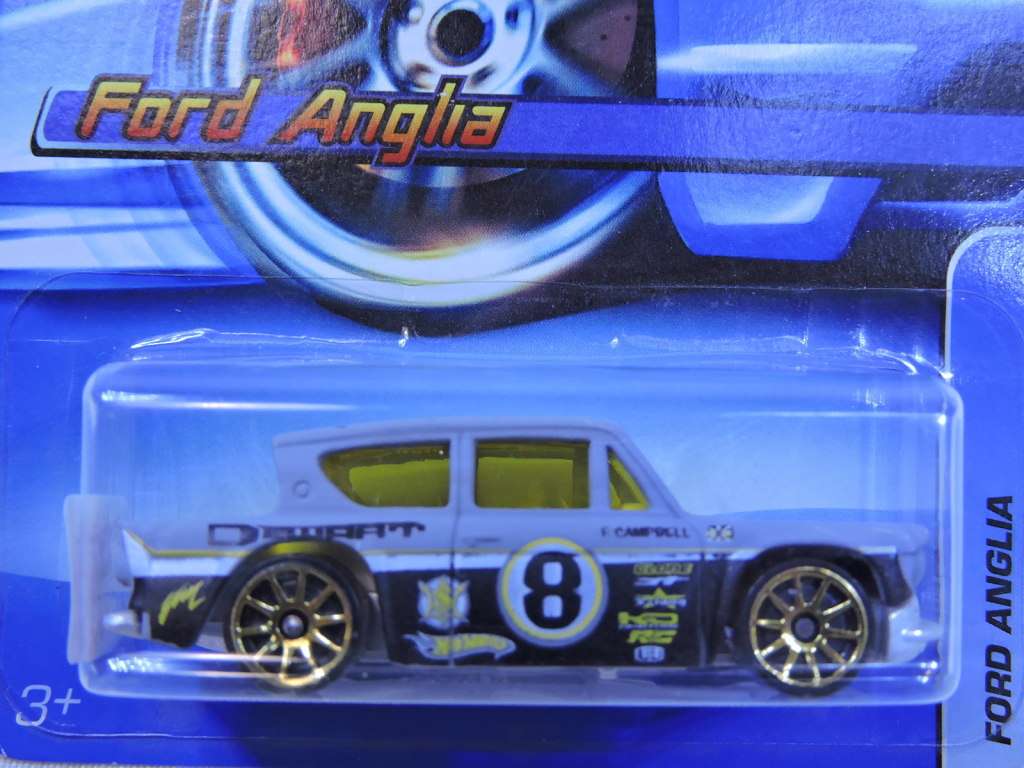 Hot Wheels FORD Anglia ( Grey/Black #8 ) Multi Spoke Rims   Long Card