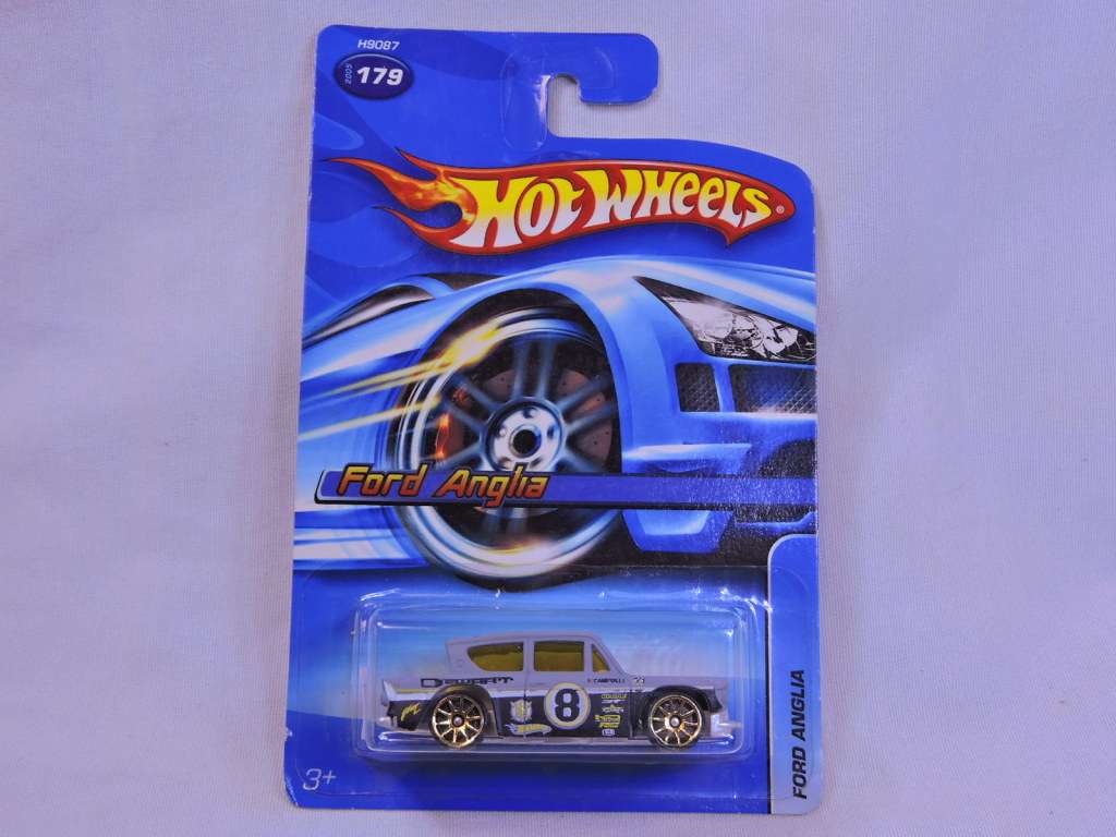 Hot Wheels FORD Anglia ( Grey/Black #8 ) Multi Spoke Rims   Long Card