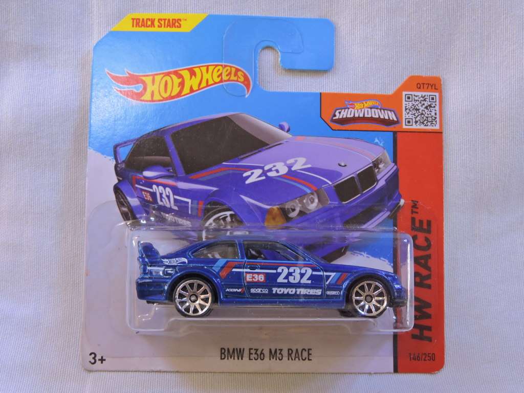 Hot Wheels BMW E36 M3 Race ( Blue #232 ) Dolphin shape