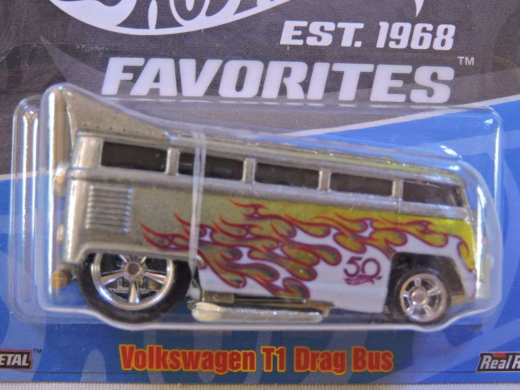 Hot Wheels VW Volkswagen T1 Drag Bus Kombi  ( Silver ) Full metal with Real Riders