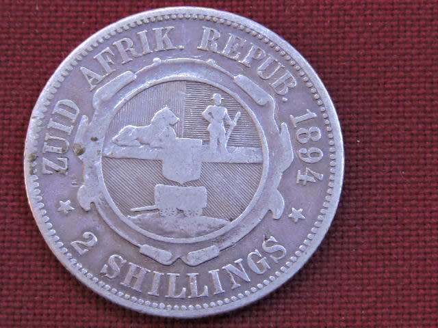 1894 ZAR 2 Shillings ( Florin ) Paul Kruger .925 Sterling Silver coin