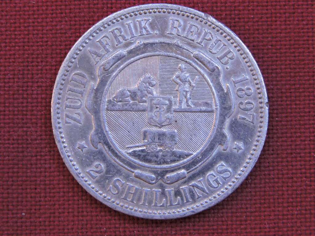 1897 ZAR 2 Shillings ( Florin ) Paul Kruger .925 Sterling Silver coin