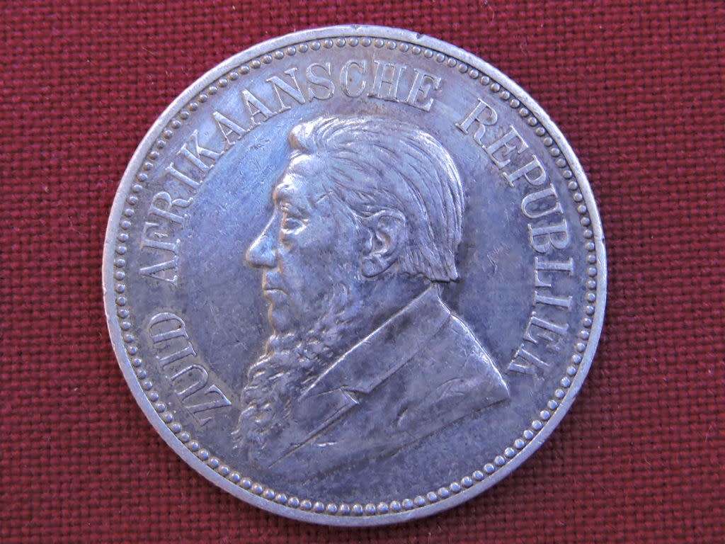 1896 ZAR 2 1/2 Shillings ( 2/6 Half Crown ) Paul Kruger .925 Sterling Silver coin