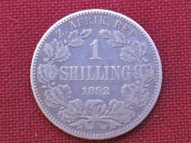 1892 ZAR 1 Shilling Paul Kruger .925 Sterling Silver Coin