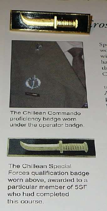 CHILLEAN SPECIAL FORCE COMMANDO T-SHIRT & BADGE AS WORN BY 5 SF RECCE ON EXCHANGE