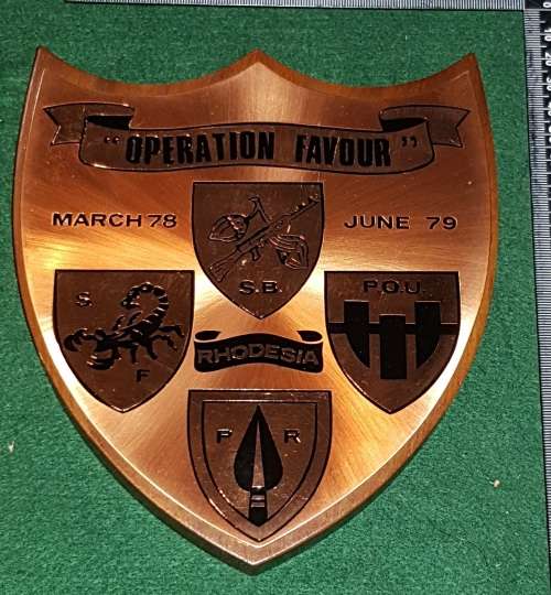 RARE RHODESIAN LIMITED EDITION OPS FAVOUR PLAQUE