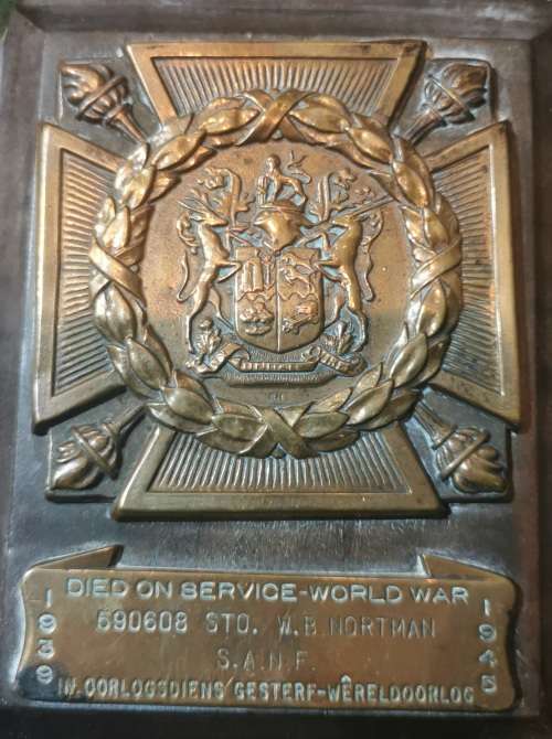 WW2 SA NAVY DEATH PLAQUE