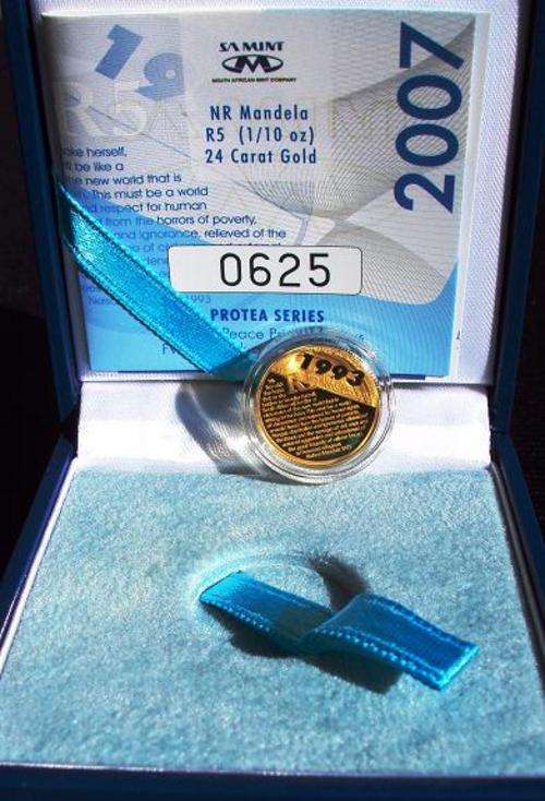 **** SCARCE>>>CRAZY R1 START>>> PROTEA 2007 GOLD TENTH OUNCE - N. R. MANDELA  # 0625****