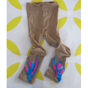 Velvet & sequined girl's gymnastics / acrobatics leotard (8-9 yrs) and footless tights (2 pieces)