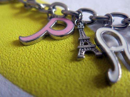 Paris charm bracelet - costume jewellery bangle - Eiffel tower and letters