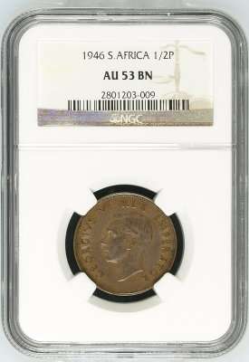 1946 - 1/2 Penny - AU53BN - NGC grade