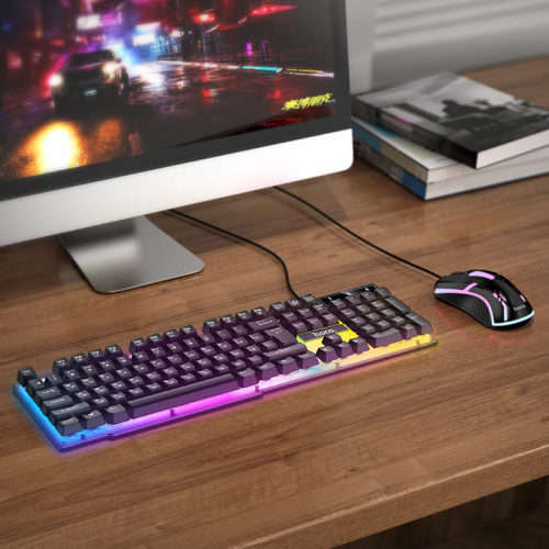 Hoco Gaming keyboard and mouse set with RGB lighting-GM11