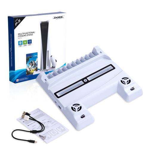 Dobe PS5 Multifunctional Cooling Stand + Dual Charging Ports + Game Slots