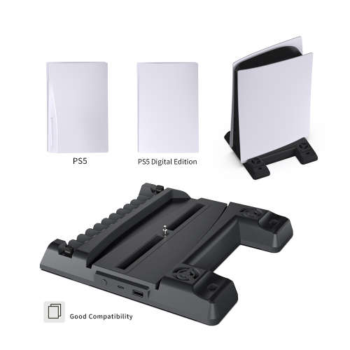 Dobe PS5 Multifunctional Cooling Stand + Dual Charging Ports + Game Slots