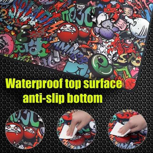 Graffiti Design Gaming Mouse Pad - RGB Border + 4 USB Port Hub (90 x 40 cm)