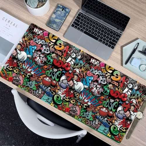 Graffiti Design Gaming Mouse Pad - RGB Border + 4 USB Port Hub (90 x 40 cm)