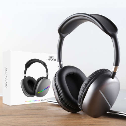 AKZ MAX 10 Noise Cancelling LED Light Bluetooth Headphones with Mic - GREY