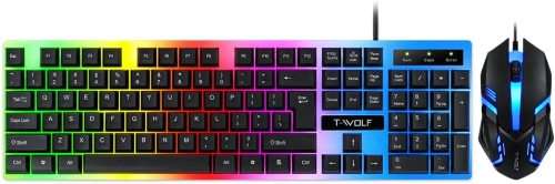 T-Wolf Rainbow Backlit Game Keyboard and Mouse Set - TF230
