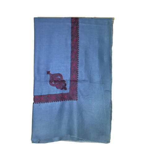 Embroidered Unisex Arab Scarf/Shemagh - Blue - Maroon Embroidery