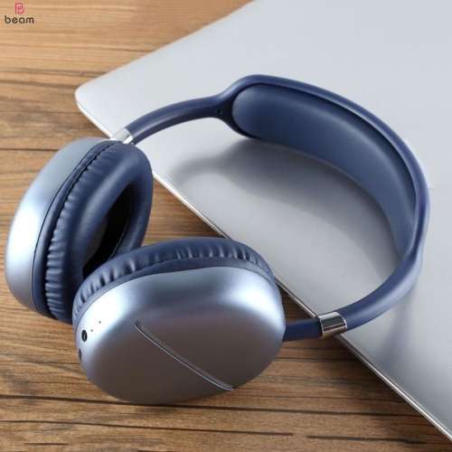 AKZ MAX 10 Noise Cancelling LED Light Bluetooth Headphones with Mic - BLUE
