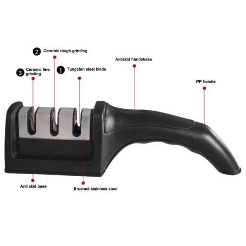 Manual Kitchen Knife Sharpening Tool - Black