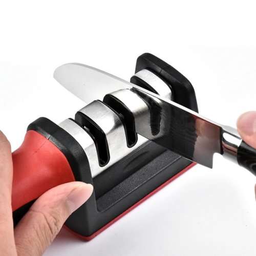 Manual Kitchen Knife Sharpening Tool - RED