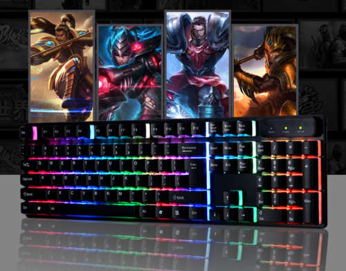 KR-6300 USB Wired Gaming Suspension Cap Three Coloured Backlight Keyboard