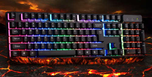 KR-6300 USB Wired Gaming Suspension Cap Three Coloured Backlight Keyboard