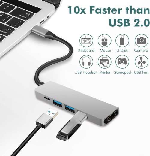 Classic 5 IN 1 TYPE-C HUB 4K HDMI Adapter