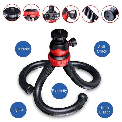 Octopus Tripod with Phone Holder for Phone and Camera-12 inch/ 30.5cm and Detachable Legs