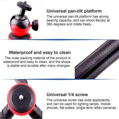 Octopus Tripod with Phone Holder for Phone and Camera-12 inch/ 30.5cm and Detachable Legs