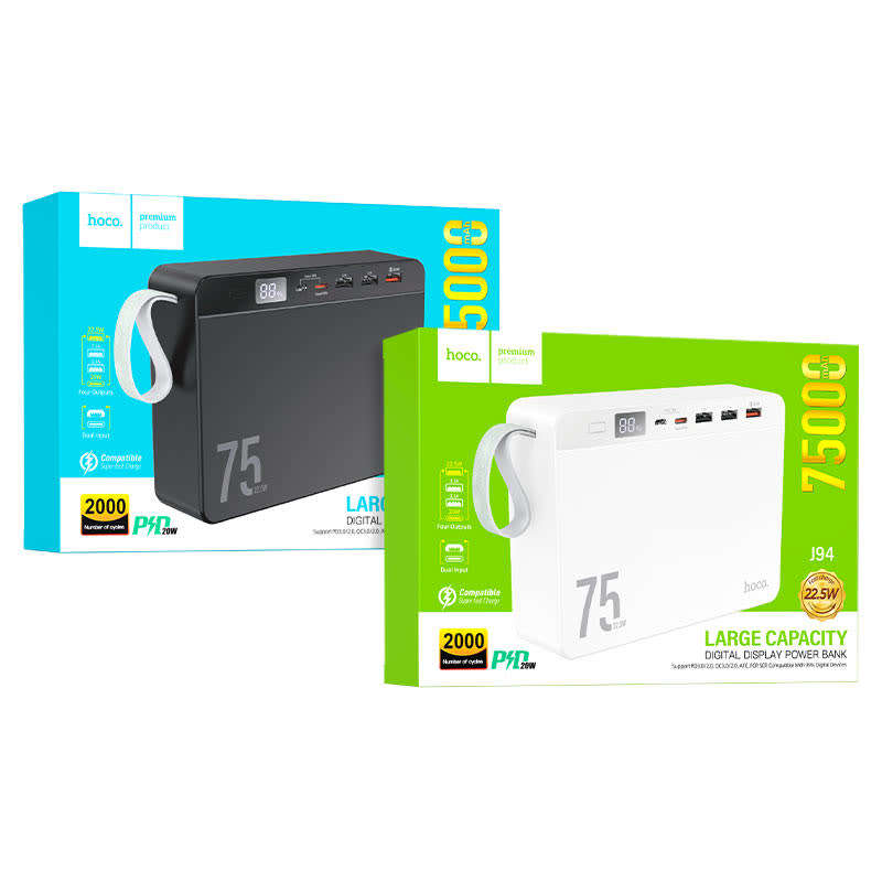 HOCO 75,000mAh Fast Charging Powerbank with 20W Power Adapter - Combo