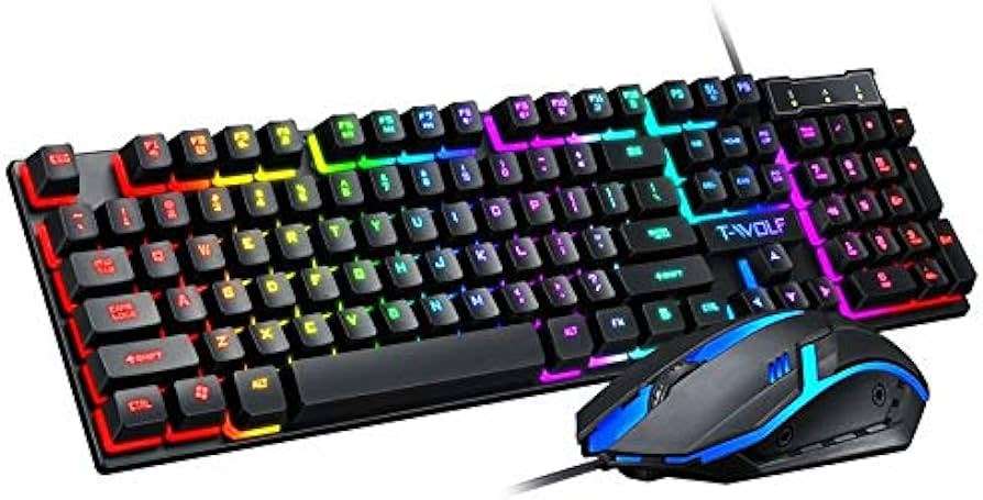 T-Wolf Rainbow Backlit Game Keyboard and Mouse Set - TF230 ( 3 Sets)