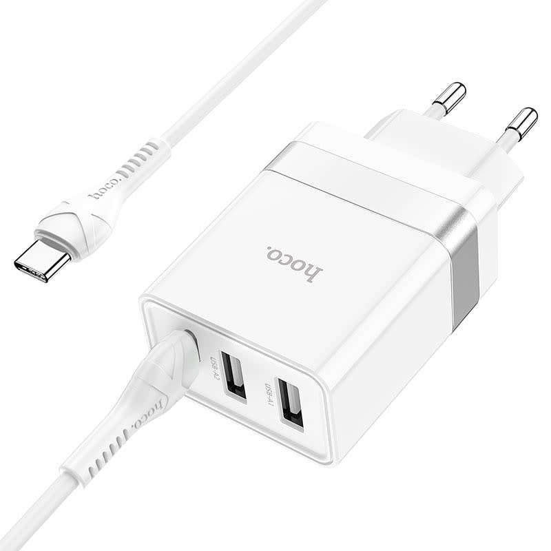 Hoco Fast  Charger 30W Type C with 2 Usb Port - N21 Pro